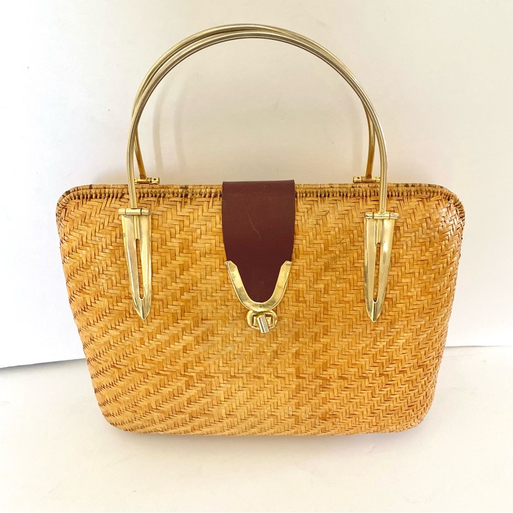 -sold-Vintage Straw Woven Wicker Basket Bag - Picture 1 of 12